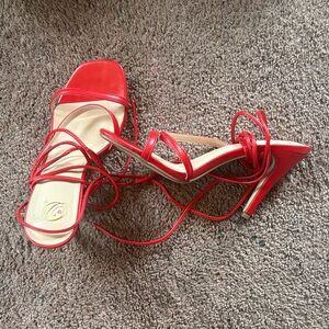 Elegant Red Strappy Heels
